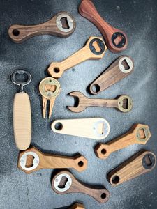 Custom Logo Engraved Magnetic Bamboo Beer Bottle <b>Opener</b> for Kitchen Parties Weddings Fridge Gifts Quality Wood Kitchen Coaster - Product Image 2