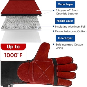 Guantes de Soldadura de Cuero Vacuno de Palma Completa, Resistentes al Fuego, de Alta Resistencia, para Protección de Manos en la Industria y Barbacoa - Product Image 6