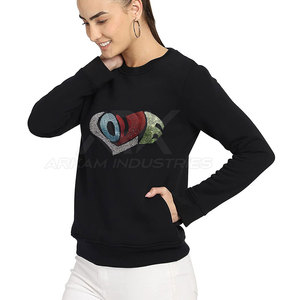 Prix de gros, sweat-shirt en strass pour femmes fabriqué au Pakistan, sweat-shirt léger en strass pour femmes - Product Image 4