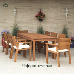 Juego de Comedor de Teca Moderna de Primera Calidad para Exteriores, Muebles de Patio de Madera Maciza Resistentes a la Intemperie para Villas de Lujo y Jardines - Bira - Product Image 4