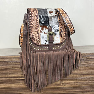 2025 New Arrivals Hand <b>Tooled</b> Cowhide <b>Leather</b> Luxury Women's Handbag Fashionable and Versatile Single Shoulder Crossbody Bag - Product Image 4