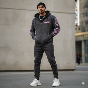 Acid Wash Hoodies Drop Shoulder Streetwear Screen Printing Logo Custom Rhinestones High Quality Cheap Prices Zipper Hoodies - Product Image 1