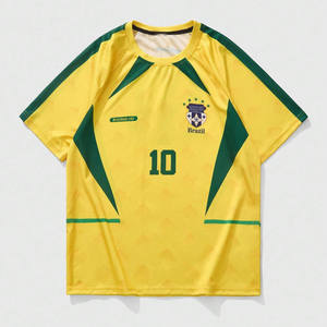 Jersey de Fútbol Americano Amarillo Verde Inspirado en Brasil, Ligero, de Malla Transpirable, Personalizado para Equipos, OEM, al por Mayor - Product Image 4