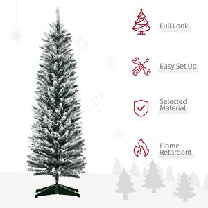 Albero di Natale Artificiale Realistico Sottile di 1,5 m con Effetto Neve e Base in Plastica per Uso Interno - Product Image 6