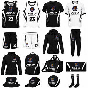 Ensemble d'uniformes de basketball personnalisés par sublimation GAME ON INDUSTRIES – Maillot réversible, short, sweat à capuche, veste, sac, chapeau, chaussettes – Kit complet - Product Image 3
