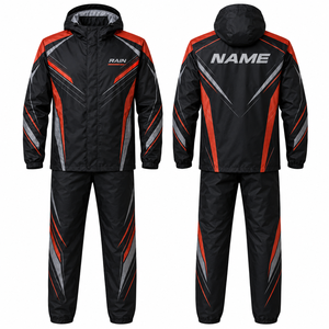 Veste de sport imperméable à capuche pour homme RAIN, bleu, orange, blanc, revêtement PU, fermeture éclair, vêtement d'été, polaire, color block - Product Image 1