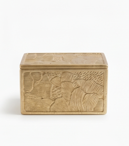 Wholesale <b>Gold</b> Finish Abstract Pattern Rectangular Metal Date And Dry Fruit Storage Box - Product Image 1