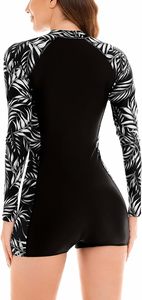Maillot de bain de course pour femme à quart de zip, manches longues, avec logo frontal, en polyester recyclé, antibactérien, séchage rapide, pour paddle board - Product Image 4