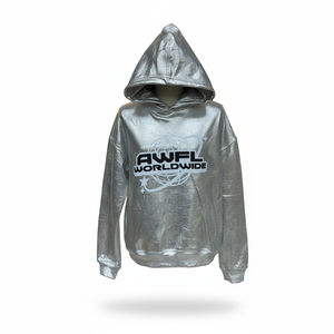 Sweat-shirt à capuche zippé argenté pour homme, style streetwear, imprimé lettres, coupe oversize, en polyester tricoté, style automne - Product Image 1