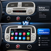 Système multimédia autoradio HNATUE Android 15 avec Carplay et lecteur DVD pour Fiat 500 Blanc RDS
