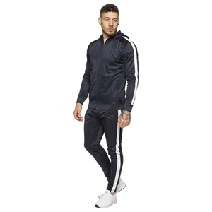 Unisex Winter Black Drawstring Hoodie <b>Jogger</b> Pants Set <b>White</b> Arm Stripe Custom Logo Two Piece Solid Tracksuit Casual Streetwear - Product Image 2