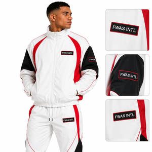 Survêtement en nylon patchwork personnalisé, streetwear léger, sweat à capuche zippé et short, ensembles de survêtements de haute qualité, vestes pour hommes - Product Image 4
