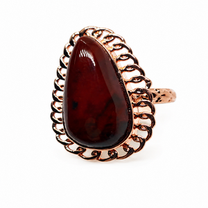 Handcrafted Gemstone Copper <b>Rings</b> and Bangles Set Artisan Jewelry <b>Adjustable</b> Copper Jewelry with Natural Gemstones - Product Image 1