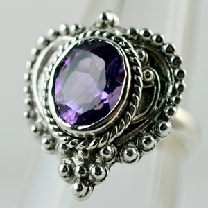 Amethyst <b>Ring</b> Handmade Sterling Silver Bezel Setting Natural Purple Oval Shape Gemstone <b>Boho</b> Jewelry Women's Jeweltech February - Product Image 5