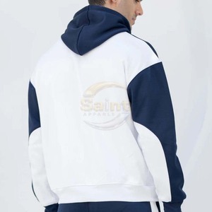 SAINT APPARELS Ensemble de survêtement vintage pour homme, sweat-shirt à capuche zippé et pantalon de survêtement, 2 pièces, tissu éponge 100% coton, bleu marine sportif - Product Image 3