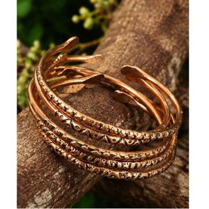 Custom Copper Magnetic Polished <b>Bangle</b> Adjustable Floral <b>Engraved</b> Artisan Cuff Bracelet Souvenir Crafts Jewelry - Product Image 5