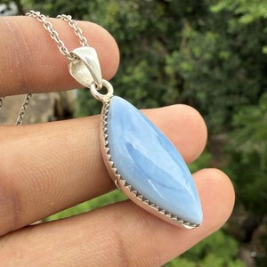 NIKHIL GEMS Handmade Owyhee Blue <b>Opal</b> Vintage Engagement <b>Pendant</b> 925 Sterling Silver Third Party Certified Gemstone for Women - Product Image 2