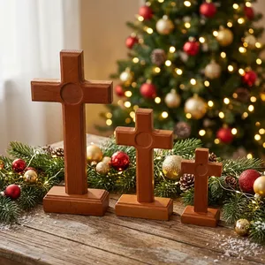 <b>Top</b> quality Red Cross Religious <b>Easter</b> Wooden Craft Wall Decoration Home Decor Religious Tabletop Ornament Christmas Decor Cross - Product Image 1