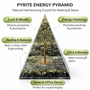 Pirámide de Orgón de Pirita Hecha a Mano en India de Alta Calidad con Alambre de Cobre, Ecológica, Feng Shui, para Dinero, Riqueza, Abundancia y Energía Cristalina - Product Image 2