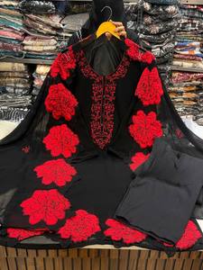 Women Ethnic Summer Season Wear Pakistani Suit Withut thread Work <b>Top</b>, Plazzo And Dupatta - Product Image 4