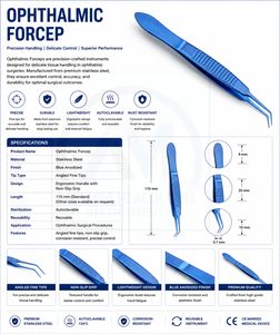 Pinces à ligature angulaires bleues en acier inoxydable, instrument chirurgical certifié CE, outil de micro-suture ophtalmique de classe I, manuel - Product Image 5