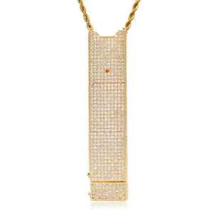 Collar con Colgante Vertical de Moissanita Iced Out, Chapado en Plata, Corte Brillante Redondo, Joyería de Lujo Hip Hop, Amuleto para Hombre, Regalo - Product Image 1