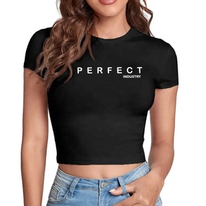 Camisetas de Verano 2023 Personalizadas para Mujer, Manga Corta, Cuello Redondo, 100% Algodón, Camiseta Básica Blanca Lisa, Top Corto para Mujer - Product Image 3