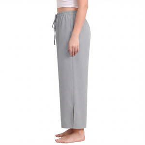 Premium Women Flare <b>Trousers</b> <b>Elastic</b> <b>Waist</b> 100% Cotton Comfortable Wide Leg OEM ODM Private Label Wholesale Fashion - Product Image 5
