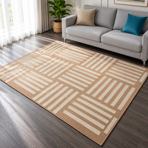 Alfombra de Yute Natural Tejida a Mano Personalizable, Rectangular, con Diseño Geométrico a Rayas, para Sala de Estar y Dormitorio, Venta al Por Mayor - Product Image 5