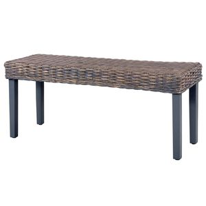 Banc en bois de manguier massif et rotin Kubu naturel gris, 43,3 pouces, meubles de salle à manger - Product Image 4