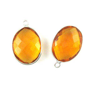 Citrine Quartz 14x18mm Oval Faceted Gemstone Fine 925 Sterling <b>Silver</b> Charm For Making Jewelry Findings - Product Image 3
