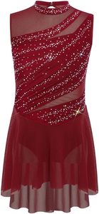<b>Pink</b> Ballet Children <b>Girls</b> Stage Dance <b>Dress</b> with Rhinestone Detailing Spandex Polyester Performance Wear - Product Image 5