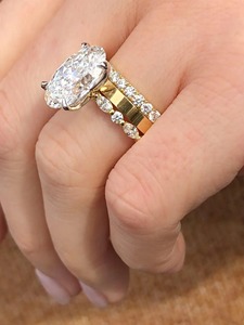 Full Eternity <b>Stacking</b> Band Bridal Set Luxury 4 CT E VVS2 IGI Certified Oval Cut Lab Diamond Engagement <b>Ring</b> - Product Image 2