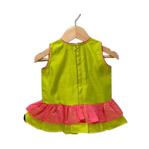 Twisha Xpressions – haut sans manches en coton imprimé pour filles de 0 à 6 mois, Dhoti Lime Green Coral, vêtements ethniques décontractés d'été, élégants - Product Image 4