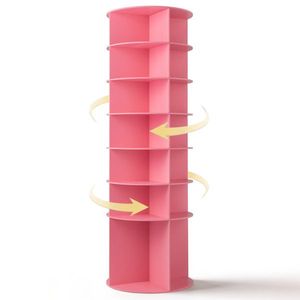 Scarpiera Girevole a 7 Livelli a 360 Gradi Rosa 60*60*184cm in Composito Legno-Plastica - Product Image 2