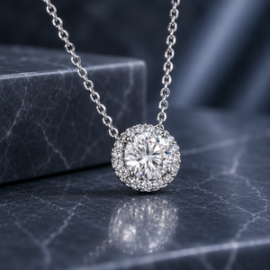 Collier pendentif en argent sterling S925 avec moissanite taille ronde pour femme, qualité VS EF, 13 pierres, bijou de luxe, cadeau - Product Image 1