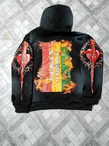 Custom Streetwear Style Cotton <b>Fleece</b> DTG Print Hoodie Regular Fit Sun Faded Ripped <b>Men</b> Fashion <b>Zip</b> <b>Up</b> Hoodie - Product Image 2