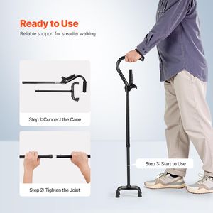Bastone da Passeggio in Alluminio alla Moda, Regolabile a 10 Livelli di Altezza, Base Stabile a 4 Punte, Leggero e Portatile - Product Image 6