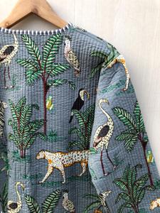 Vestes matelassées pour femmes à imprimé jungle, style bohème, boutonnées, faites à la main, cadeaux de fêtes - Product Image 4