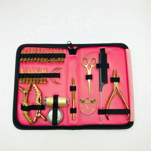 Stainless Steel Hair Extension Tool Kit Set – Gold 3-Hole Pliers Hair Section <b>Clips</b> Micro <b>Ring</b> Beads Threader - Product Image 1