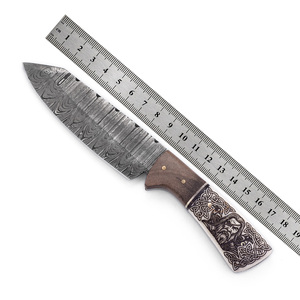 Cuchillo de Caza de Hoja Fija de Acero de Damasco Personalizado - Grado Industrial, 19 cm de Longitud Total - Mango de Hueso de Camello con Grabado Láser - Odin's - Product Image 2