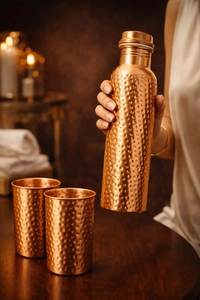 Hammered Copper Water <b>Bottles</b> with Lids <b>Vintage</b> Style Portable Drinkware for Outdoor - Product Image 3