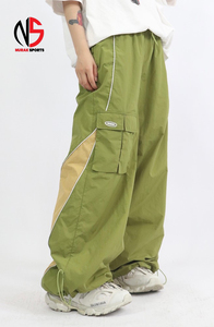 Wholesale Oversized Casual Polyester/Cotton Loose Windbreaker Sweat <b>Pant</b> NURAK Jogging Set Reflective Waterproof Men High - Product Image 3