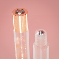 INNORHINO Bouteille de rouleau de parfum en verre rechargeable avec bouchon en cristal pour huiles essentielles | Roll On or rose 10ml