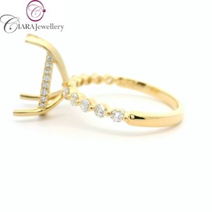 NOUVEAU MODÈLE 18K Au750 Blanc/Jaune/Or Rose & Bague de fiançailles bicolore avec diamant naturel 12x8mm en forme de poire pour mariage - Product Image 5