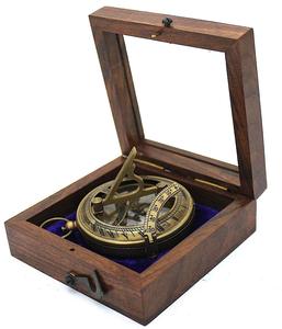 Elegant Vintage Brown Brass Pocket Sundial <b>Compass</b> Glass Box Analog Dial Hanging Ring Navigation Tool Sports Hike Enthusiasts - Product Image 5