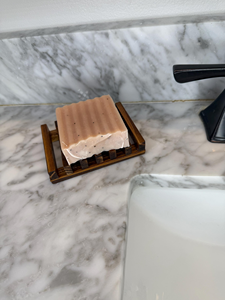 Porte-savon en bois massif naturel |   Porte-savon minimaliste pour salle de bain avec canaux de drainage et surface polie - Product Image 4