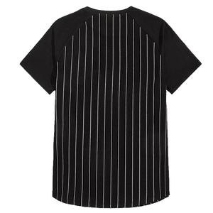 Camiseta lisa de cuello redondo para hombre, camisa deportiva de poliéster de manga corta, negra, a rayas, con estampado personalizado, OEM - Product Image 2