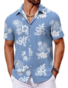 Trendy <b>Beach</b> <b>Shirts</b> <b>Men</b> Summer Breathable Quick Dry Hawaiian Print Casual Short Sleeve Button Plus Size Polyester Holiday - Product Image 1