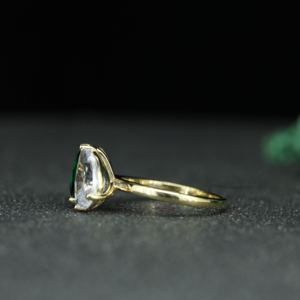 Luxury <b>Emerald</b> Cut Green Stone & Pear Cut Moissanite <b>Ring</b> 925 Sterling <b>Silver</b> Two Stone <b>Ring</b> Women Custom Jewelry Wholesale - Product Image 5